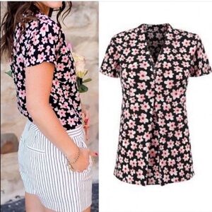 CAbi Harmony Pink Daisy Blouse